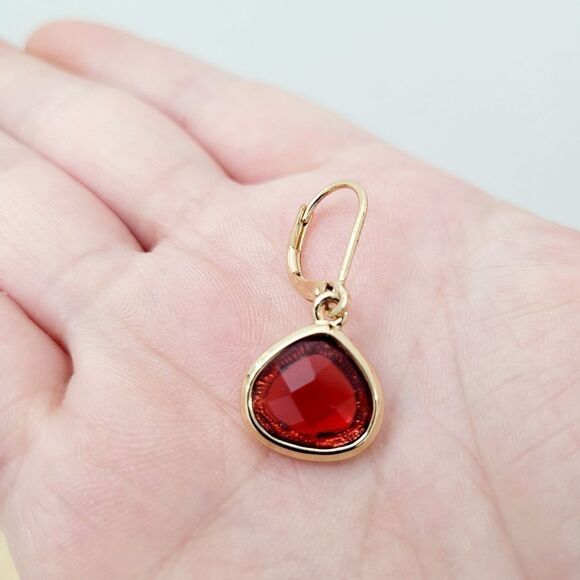 Brand New Anne Klein Red Stone Gold Tone Earrings - Picture 2 of 5